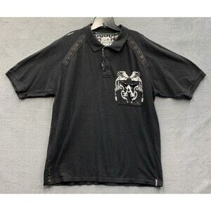 AKademiks Mens Polo Shirt Short Sleeve Knowledge Is Key Black Hip Hop Size 3XL